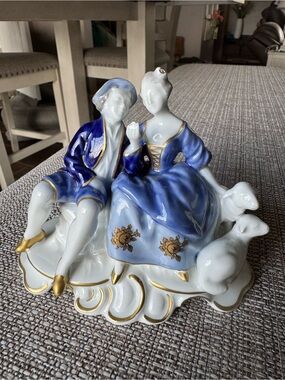 Vintage Golden Crown ER Gerold Porzellan Pastoral Courting Couple Figurine.